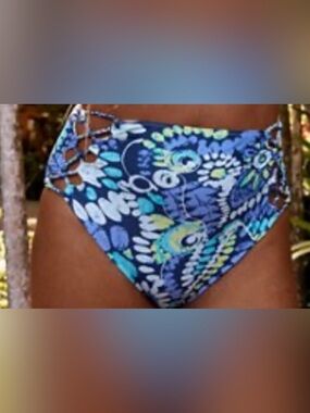 aerie Blue Floral Print Bikini Bottoms